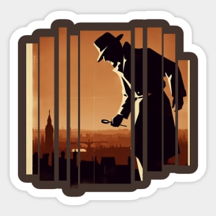 Detective Looking Down Sticker